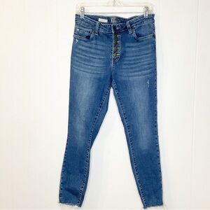Kut from the Kloth Women Blue Jeans 10 Raw Hem Carlo Ankle Skinny